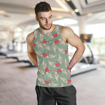 Angel Wings Heart Design Themed Print Men Tank Top