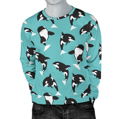 Whale Action Design Themed Print Men Long Sleeve Sweatshirt