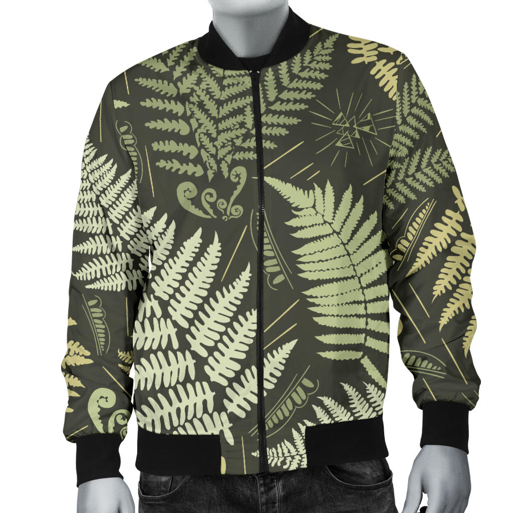 Fern Leave Green Print Pattern Men Bomber Jacket
