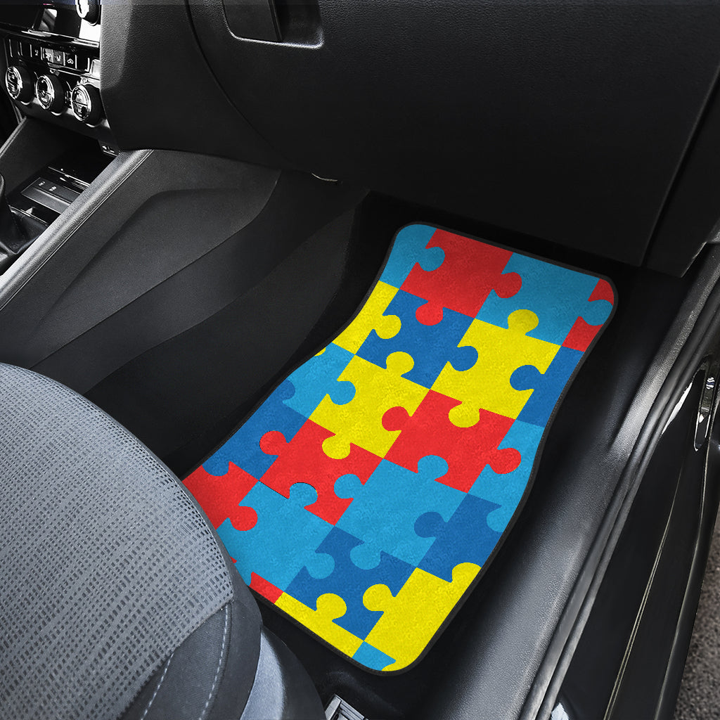Autism Awareness Puzzles Design Print Car Floor Mats Front Back