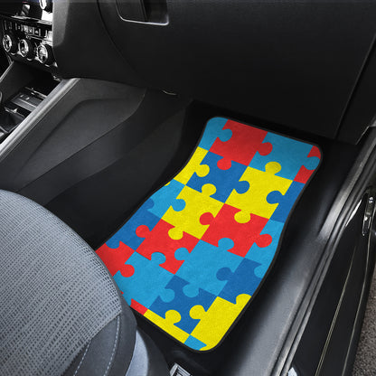 Autism Awareness Puzzles Design Print Car Floor Mats Front Back