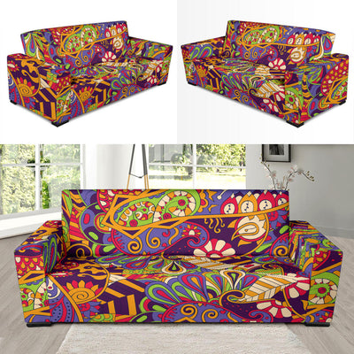 Funky Retro Pattern Print Design A04 Sofa Slipcover