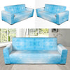 Geometric Blue Pattern Print Design 01 Sofa Slipcover