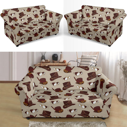 Steampunk Hat Print Design LKS301 Loveseat Couch Slipcover