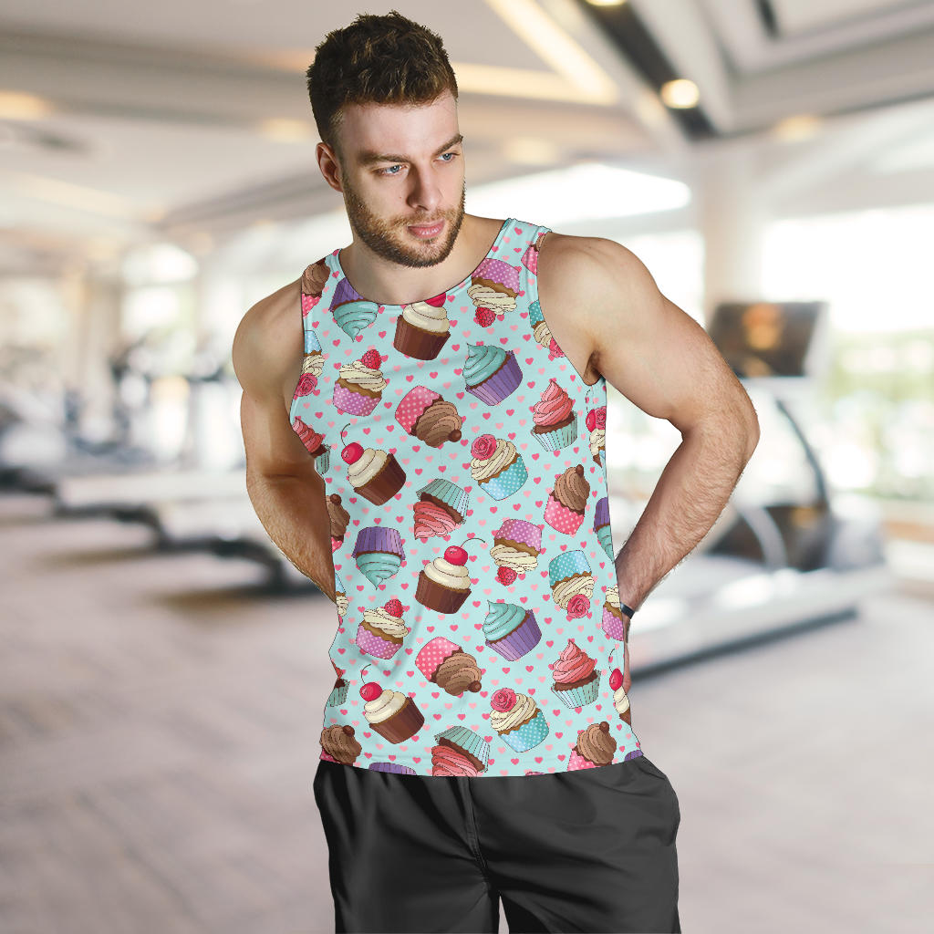 Cupcakes Fancy Heart Print Pattern Men Tank Top
