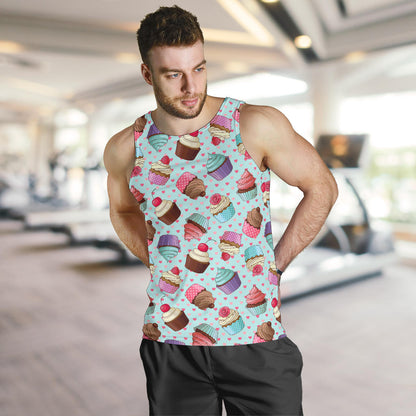 Cupcakes Fancy Heart Print Pattern Men Tank Top