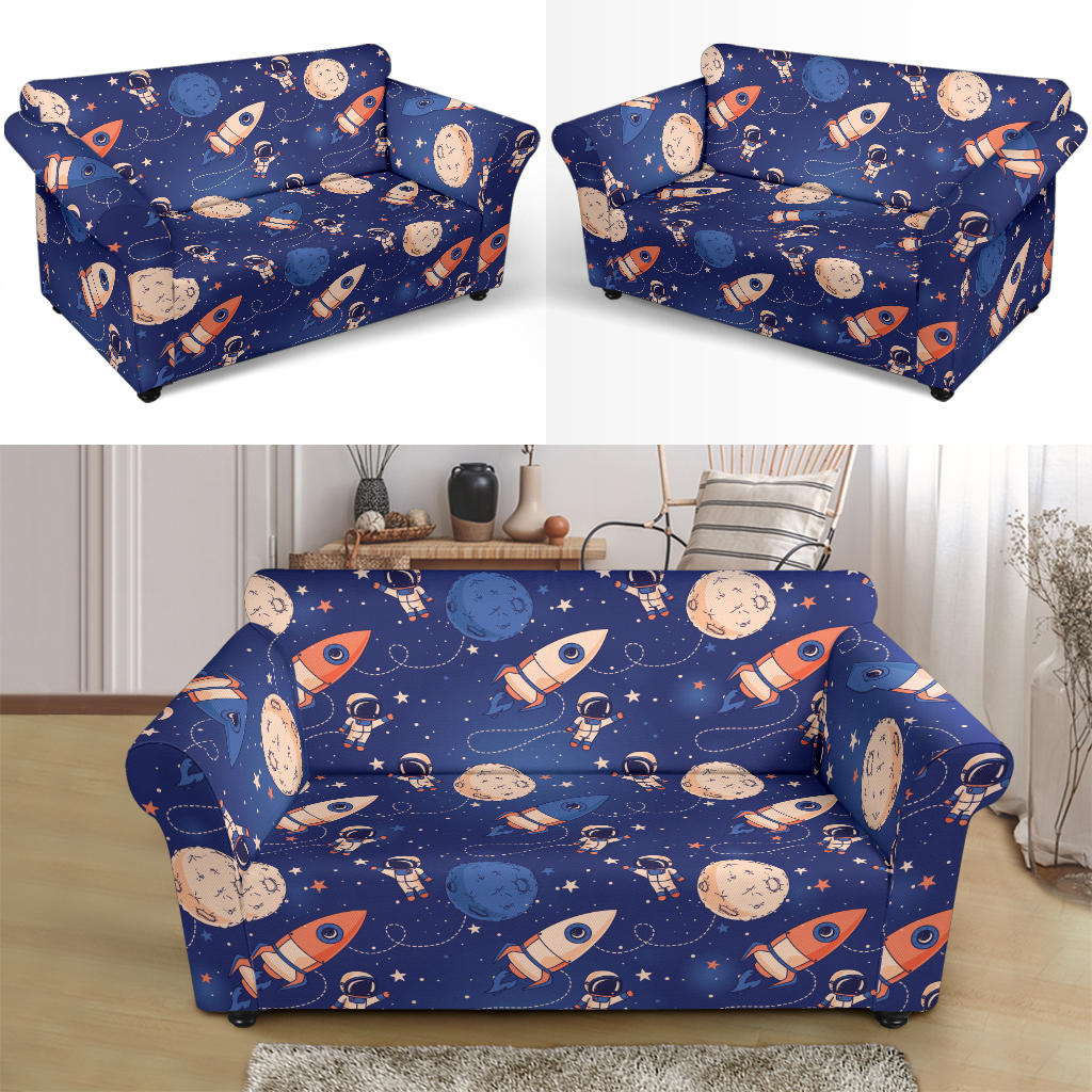Space Astronaut Rocket Print Design LKS304 Loveseat Couch Slipcover