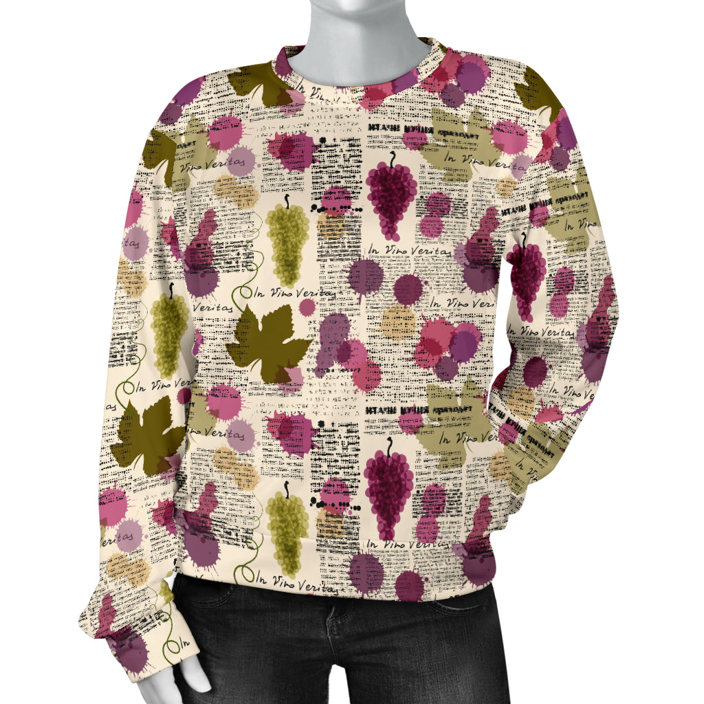 Wine Style Design Print Women Long Sleeve Sweatshirt