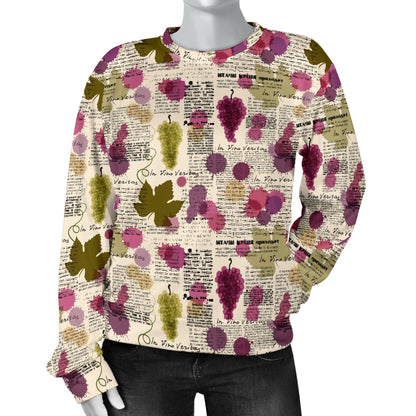Wine Style Design Print Women Long Sleeve Sweatshirt