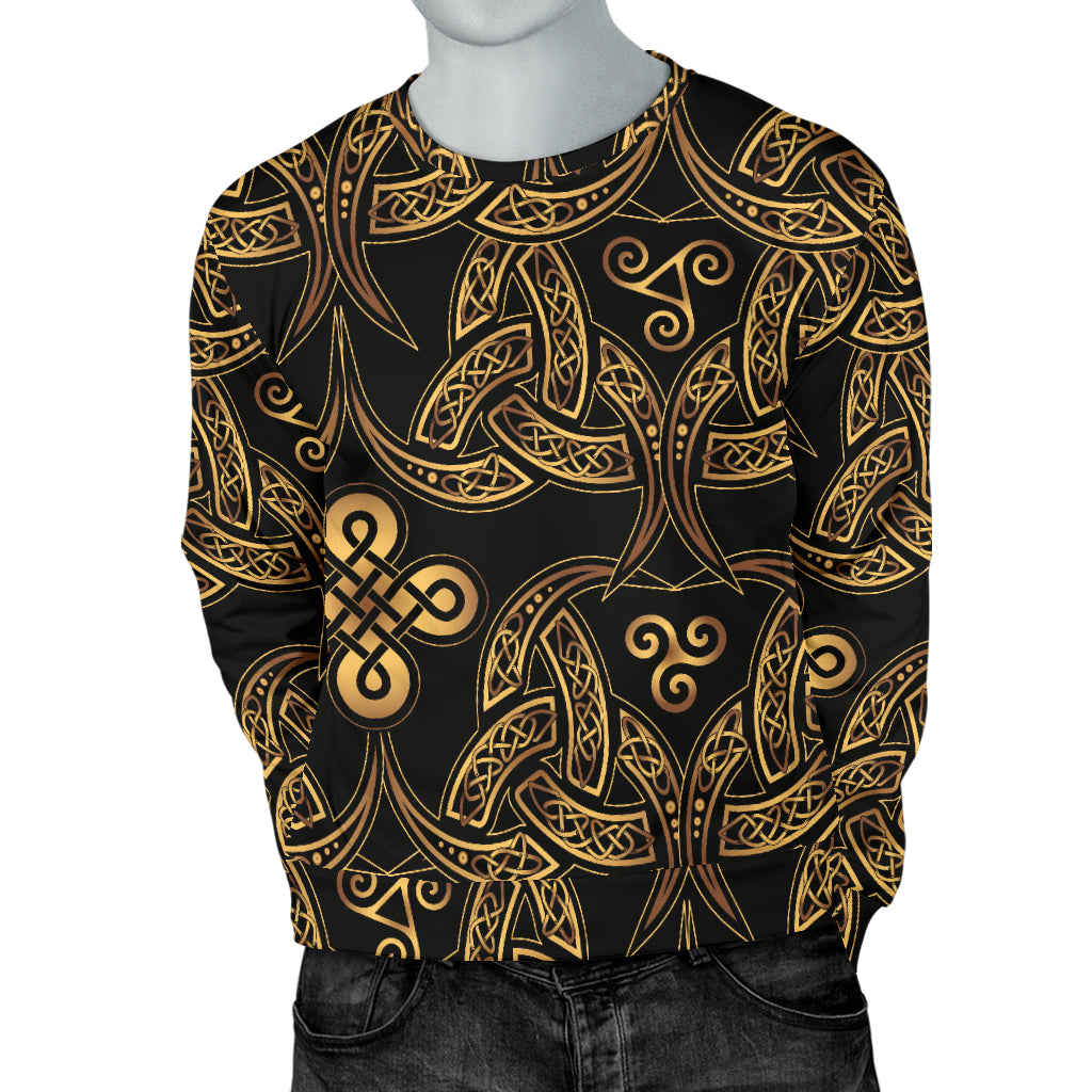 Celtic Knot Gold Design Men Long Sleeve Sweatshirt