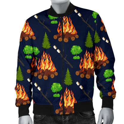 Camfire marshmallow Camping Design Print Men Bomber Jacket