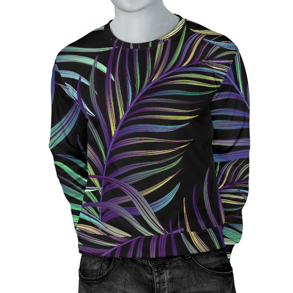 Tropical Palm Leaves Pattern Brightness Men Long Sleeve Sweatshirt