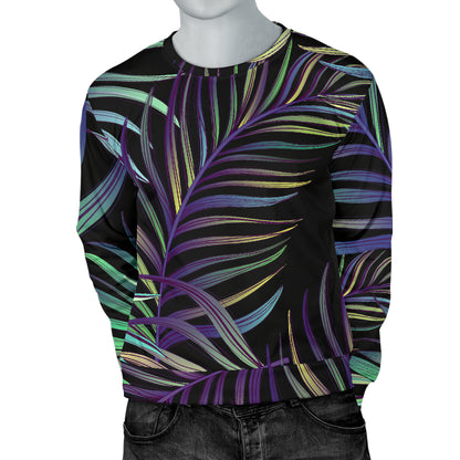 Tropical Palm Leaves Pattern Brightness Men Long Sleeve Sweatshirt