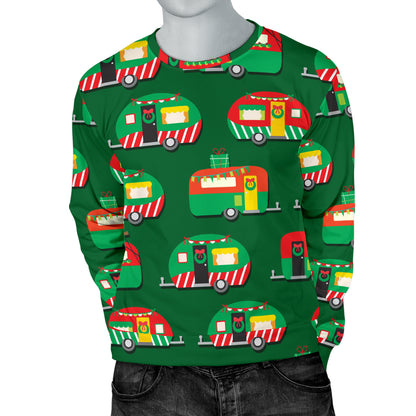 Camper Camping Christmas Themed Print Men Long Sleeve Sweatshirt