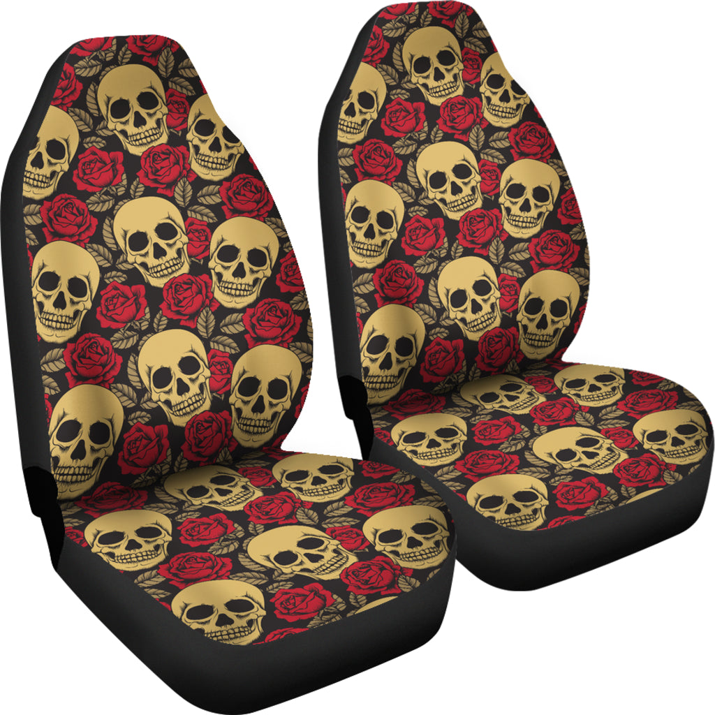 Skull And Roses Print Design LKS302 Car Seat Covers