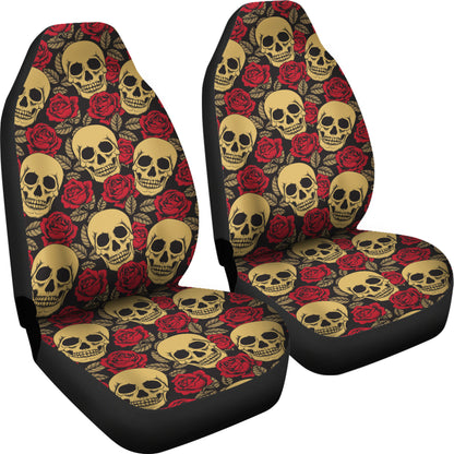 Skull And Roses Print Design LKS302 Car Seat Covers