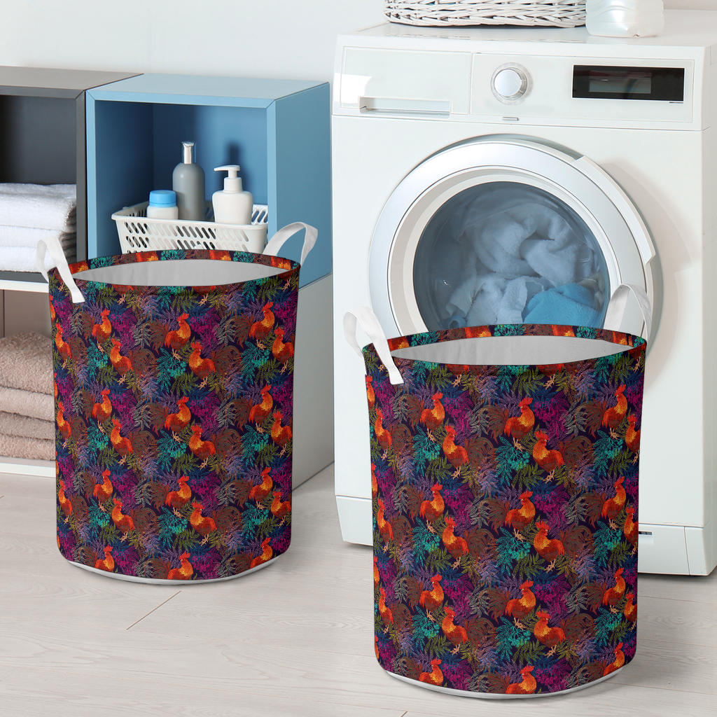 Rooster Print Style Laundry Basket