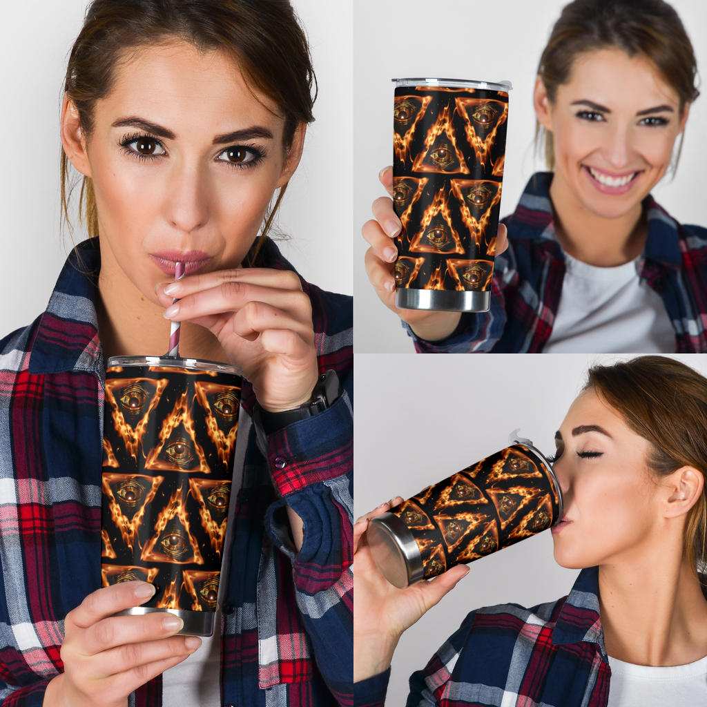 Eye of Horus in Flame Print Tumbler