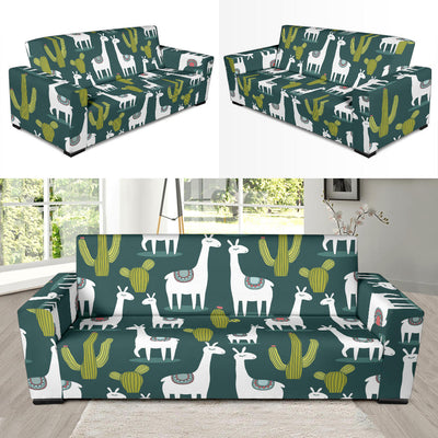 Llama Cactus Pattern Print Design 02 Sofa Slipcover