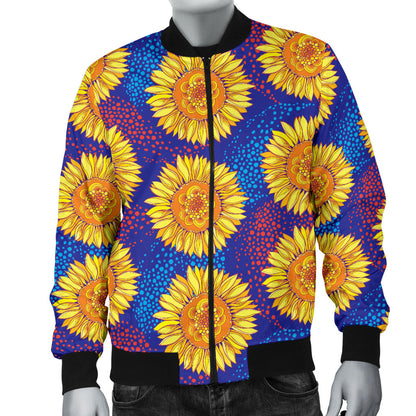 Sunflower Hand Drawn Style Print Men Bomber Jacket