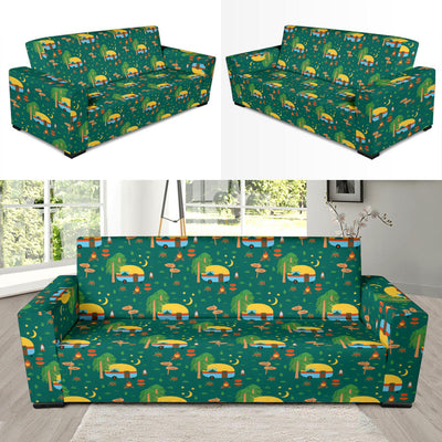 Camping Camper Pattern Print Design 06 Sofa Slipcover