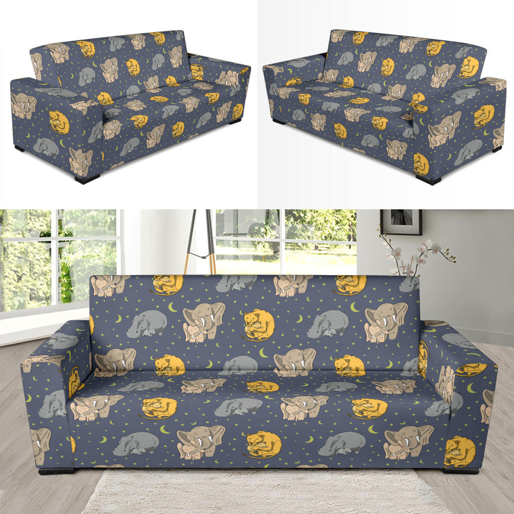 Safari Elephant Lion Print Design LKS303 Sofa Slipcover