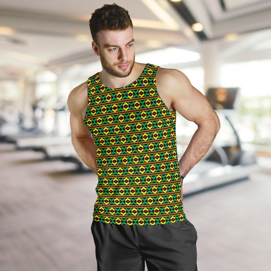 African Geometric Print Pattern Men Tank Top