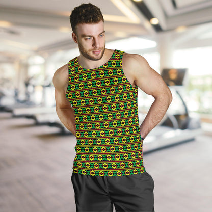 African Geometric Print Pattern Men Tank Top