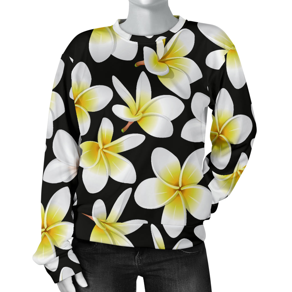 Yellow Plumeria Hawaiian Flowers Women Long Sleeve Sweatshirt