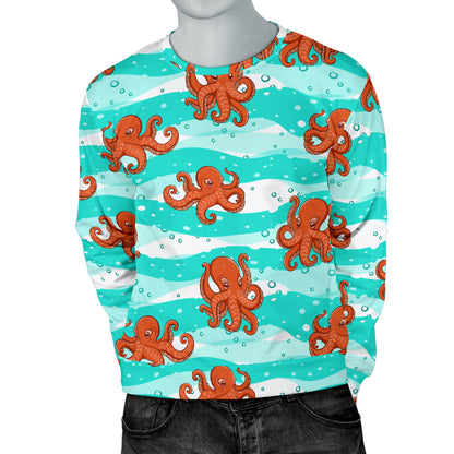 Octopus Cute Design Print Themed Men Long Sleeve Sweatshirt
