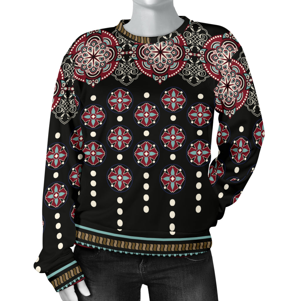 Ethnic Dot Style Print Pattern Women Long Sleeve Sweatshirt