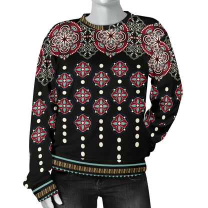 Ethnic Dot Style Print Pattern Women Long Sleeve Sweatshirt