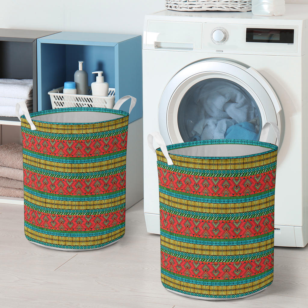 African Colorful Zigzag Print Pattern Laundry Basket