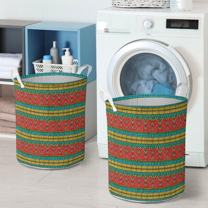 African Colorful Zigzag Print Pattern Laundry Basket