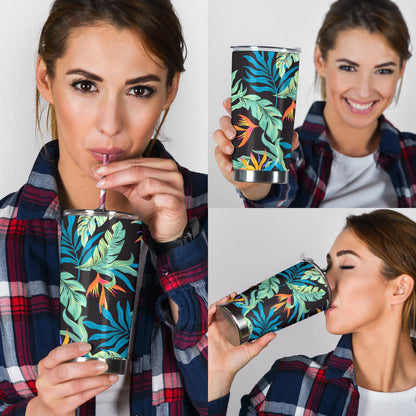 Tropical Palm Leaves Hawaiian Flower Tumbler
