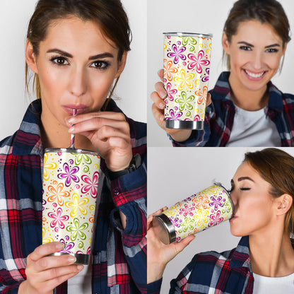 Flower Power Colorful Design Print Tumbler