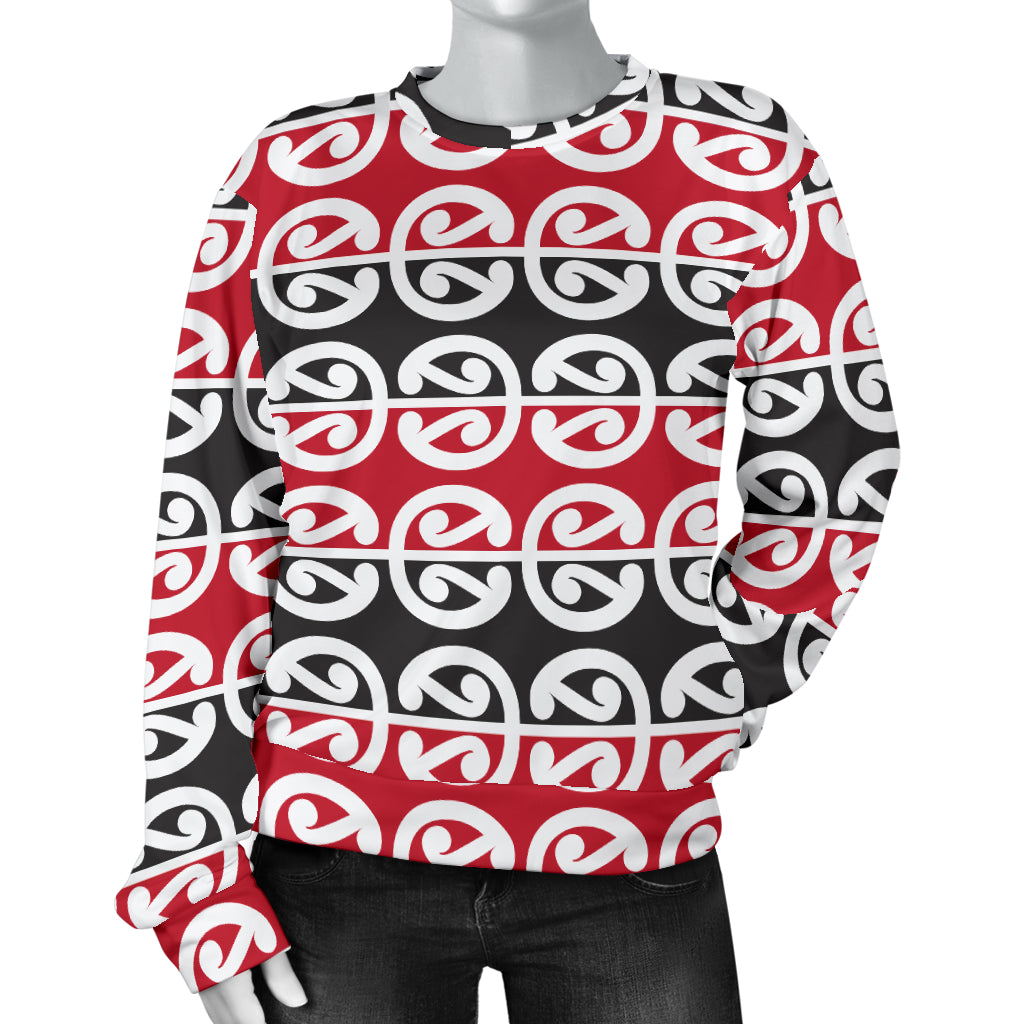 Maori Classic Themed Design Print Women Long Sleeve Sweatshirt