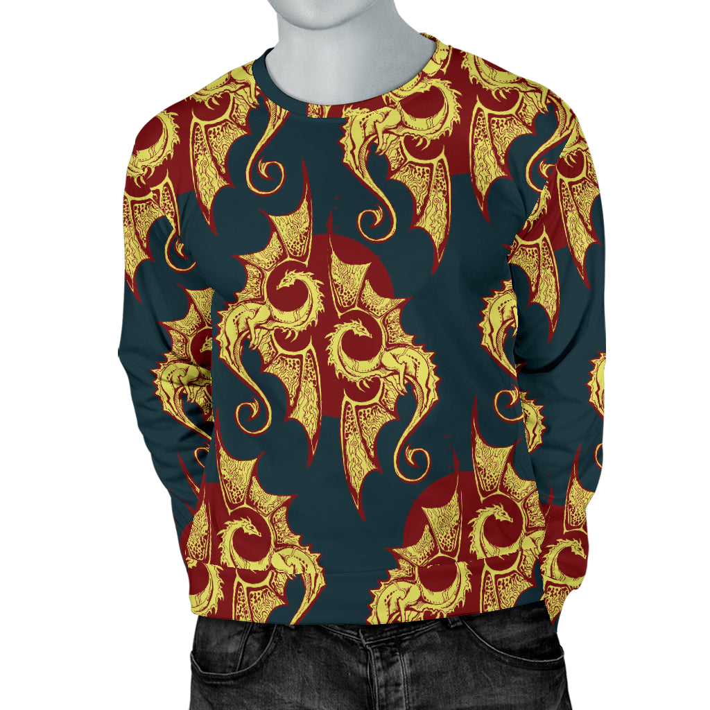 Dragons Gold Design Pattern Men Long Sleeve Sweatshirt