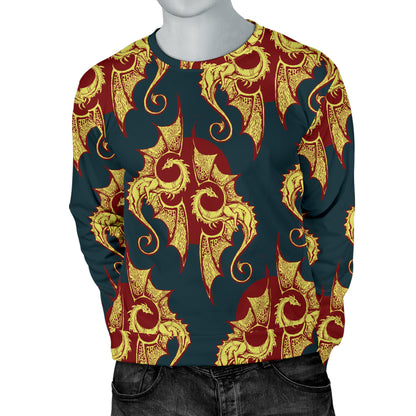 Dragons Gold Design Pattern Men Long Sleeve Sweatshirt