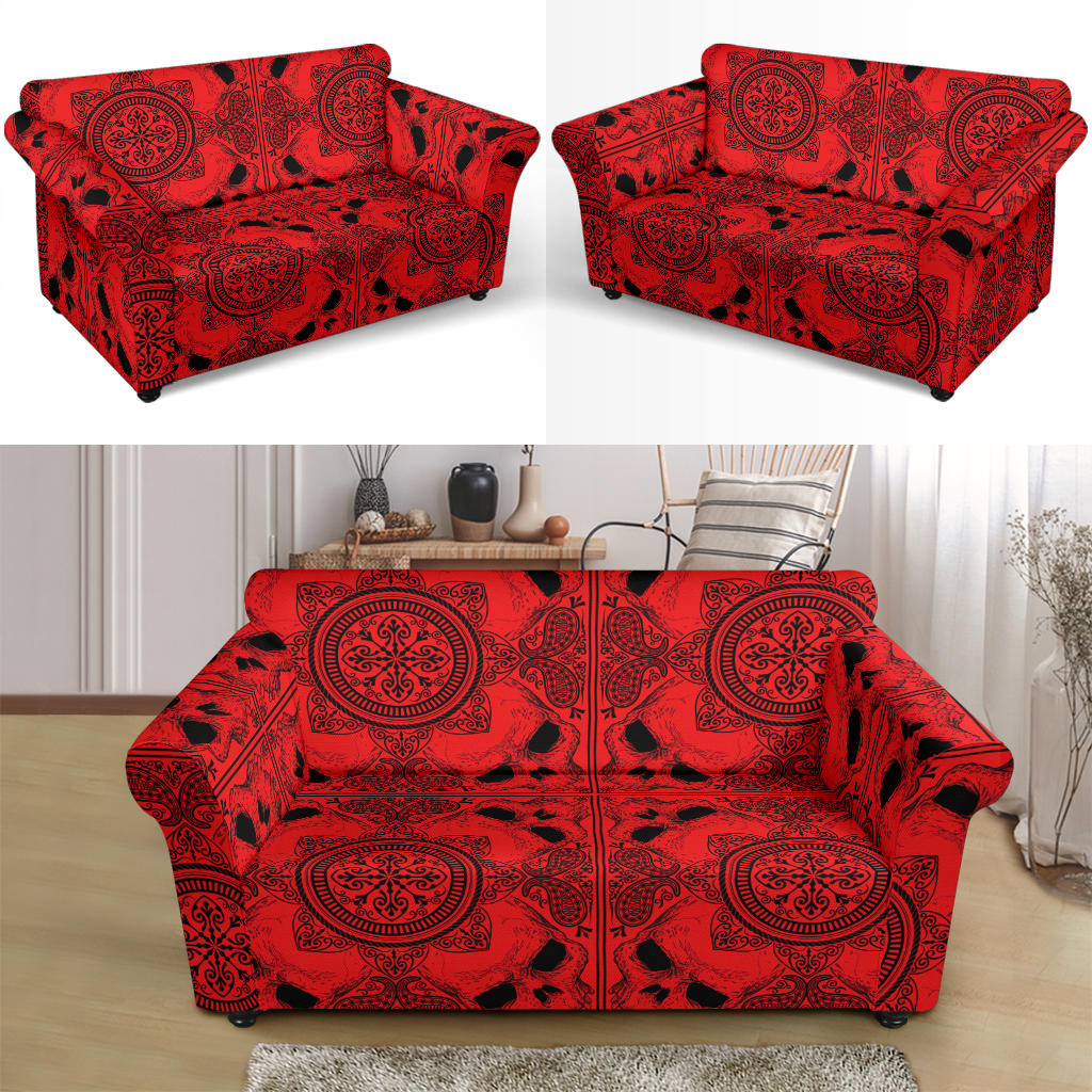 Bandana Red Print Design LKS304 Loveseat Couch Slipcover