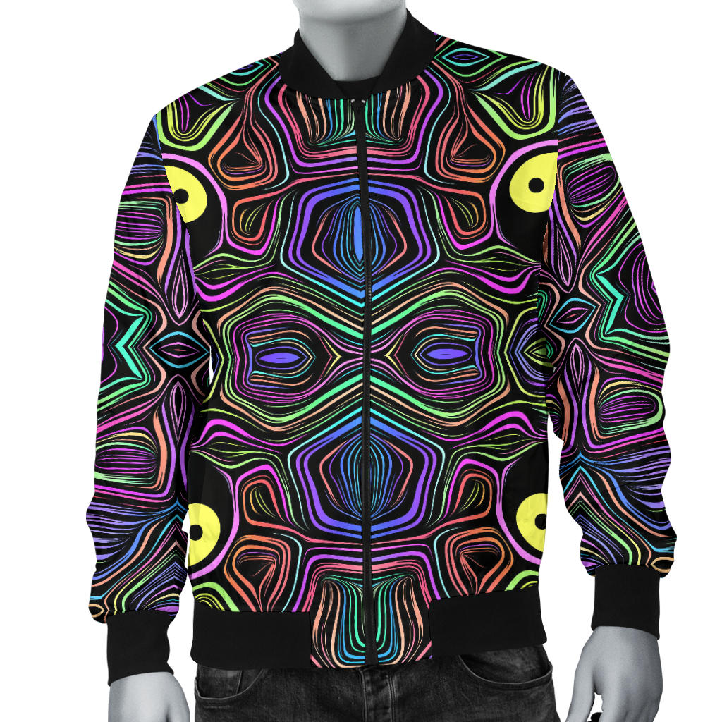 Yin Yang Neon Color Design Print Men Bomber Jacket