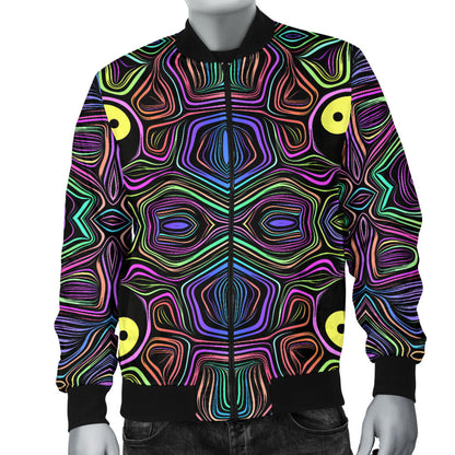 Yin Yang Neon Color Design Print Men Bomber Jacket