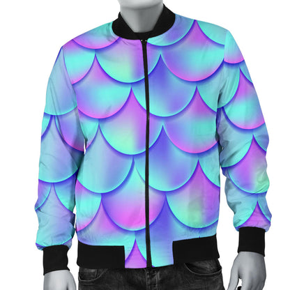 Mermaid Tail Design Print Pattern Men Bomber Jacket