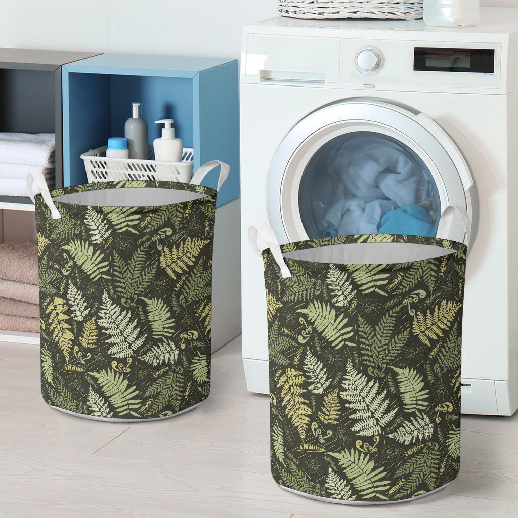 Fern Leave Green Print Pattern Laundry Basket