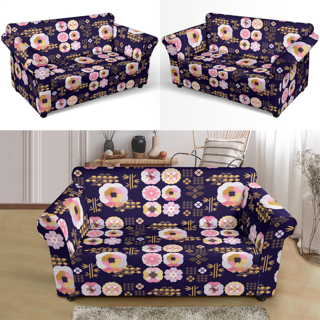 Sakura Japan Style Print Design LKS302 Loveseat Couch Slipcover