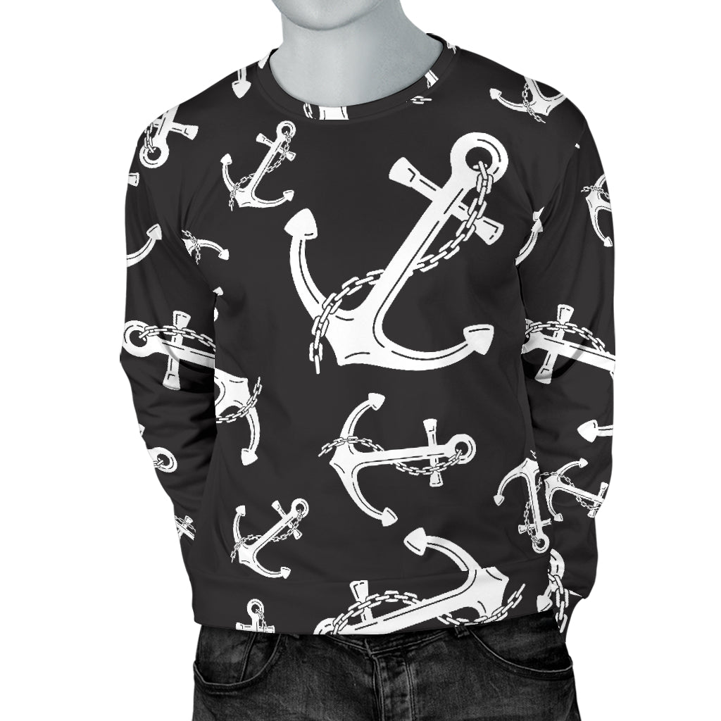 Anchor Black White Men Long Sleeve Sweatshirt