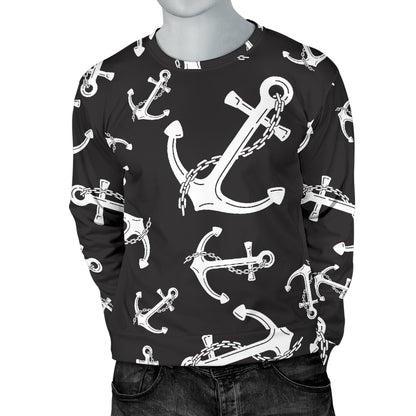 Anchor Black White Men Long Sleeve Sweatshirt