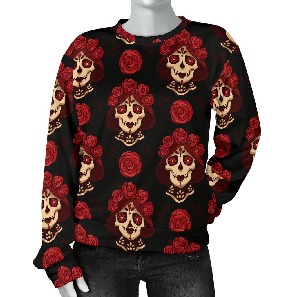 Day of the Dead Skull Girl Pattern Women Long Sleeve Sweatshirt