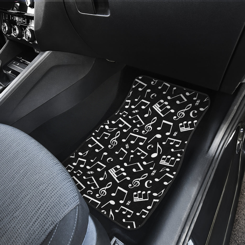 Music Note Black white Themed Print Car Floor Mats Front Back