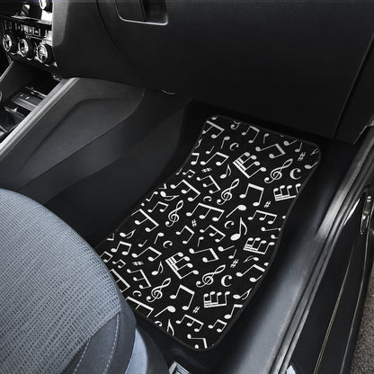 Music Note Black white Themed Print Car Floor Mats Front Back